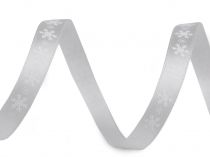 Textillux.sk - produkt Vianočná saténová stuha vločky šírka 10 mm - 4 šedá biela