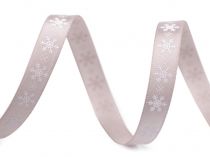 Textillux.sk - produkt Vianočná saténová stuha vločky šírka 10 mm - 7 béžová svetlá biela