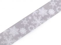 Textillux.sk - produkt Vianočná saténová stuha vločky šírka 25 mm