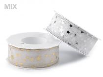 Textillux.sk - produkt Vianočná stuha hviezdy s drôtom šírka 39 mm