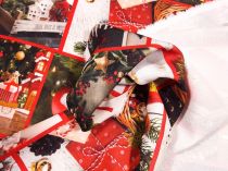 Textillux.sk - produkt Vianočná teflónová dekoračná látka - vianočné motívy v kocke, hnedá 160 cm 