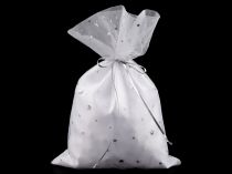 Textillux.sk - produkt Vianočné darčekové vrecúško 19x27 cm tyl s hviezdami - 2 biela strieborná