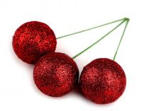 Textillux.sk - produkt Vianočné dekoračné guľky Ø27 mm s glitrami a drôtikom