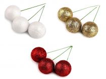 Textillux.sk - produkt Vianočné dekoračné guľky Ø27 mm s glitrami a drôtikom