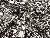 Textillux.sk - produkt Viskózový úplet Čierno-biele mandaly 145 cm