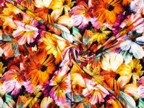 Textillux.sk - produkt Viskózový úplet farebné kvety na čiernom 170 cm