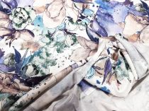 Textillux.sk - produkt Viskózový úplet šedý maľovaný kvet 145 cm