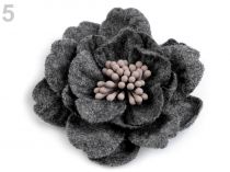 Textillux.sk - produkt Vlnený kvet s piestikmi vo farbe kvetu Ø60 mm - 5 šedá