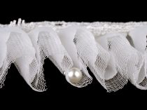 Textillux.sk - produkt Volánikový prámik s čipkou a perlami šírka 49 mm 3-vrstvový