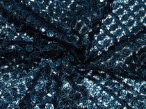 Textillux.sk - produkt Vzdušná krajka s flitrami 130 cm - 4- čierna krajka s tyrkysovou farbou