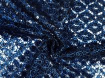 Textillux.sk - produkt Vzdušná krajka s flitrami 130 cm - 5- čierna krajka s modrou farbou