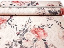 Textillux.sk - produkt Žakardová kostýmovka listy s ružami a lurexom 140 cm