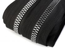 Textillux.sk - produkt Zips kostený so striebornými zúbkami šírka 8 mm metráž - čierna