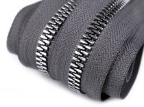 Textillux.sk - produkt Zips kostený so striebornými zúbkami šírka 8 mm metráž - 312 šedá kalná