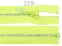 Textillux.sk - produkt Zips kosticový 4mm dĺžka 50cm deliteľný so štrasovými kamienkami - 229 lime neon