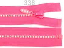Textillux.sk - produkt Zips kosticový 4mm dĺžka 65cm deliteľný so štrasovými kamienkami - 338 Pink Lemonade neon