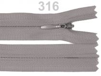 Textillux.sk - produkt Zips skrytý nedeliteľný   3mm TINA dĺžka 45cm - 316 šedá