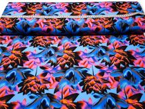 Textillux.sk - produkt Žoržetový úplet modré neonové kvety 145 cm