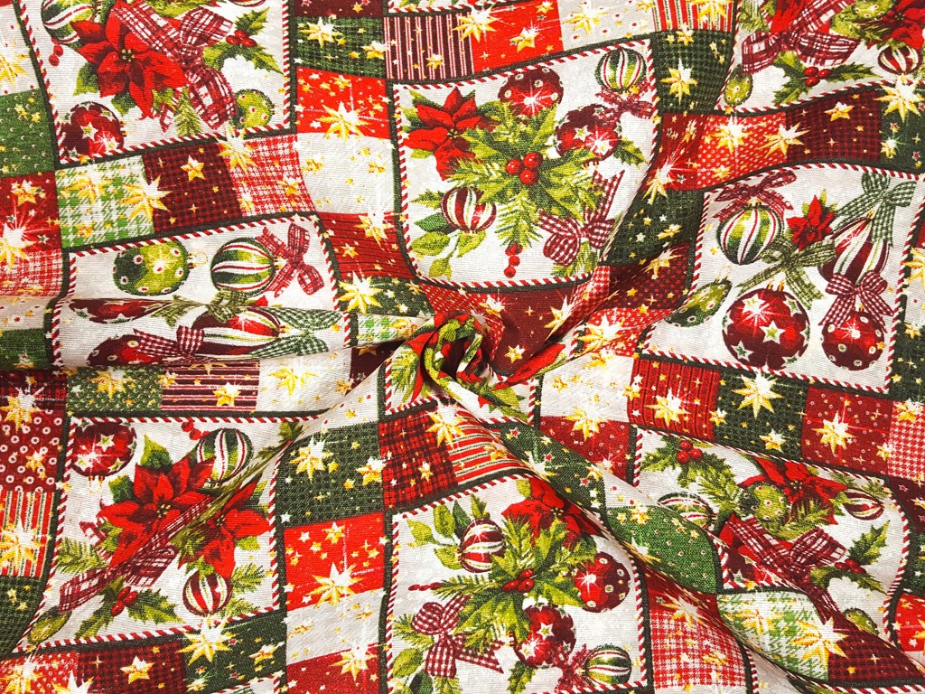 Textillux.sk - produkt Vianočná dekoračná látka ozdoby patchwork 140 cm