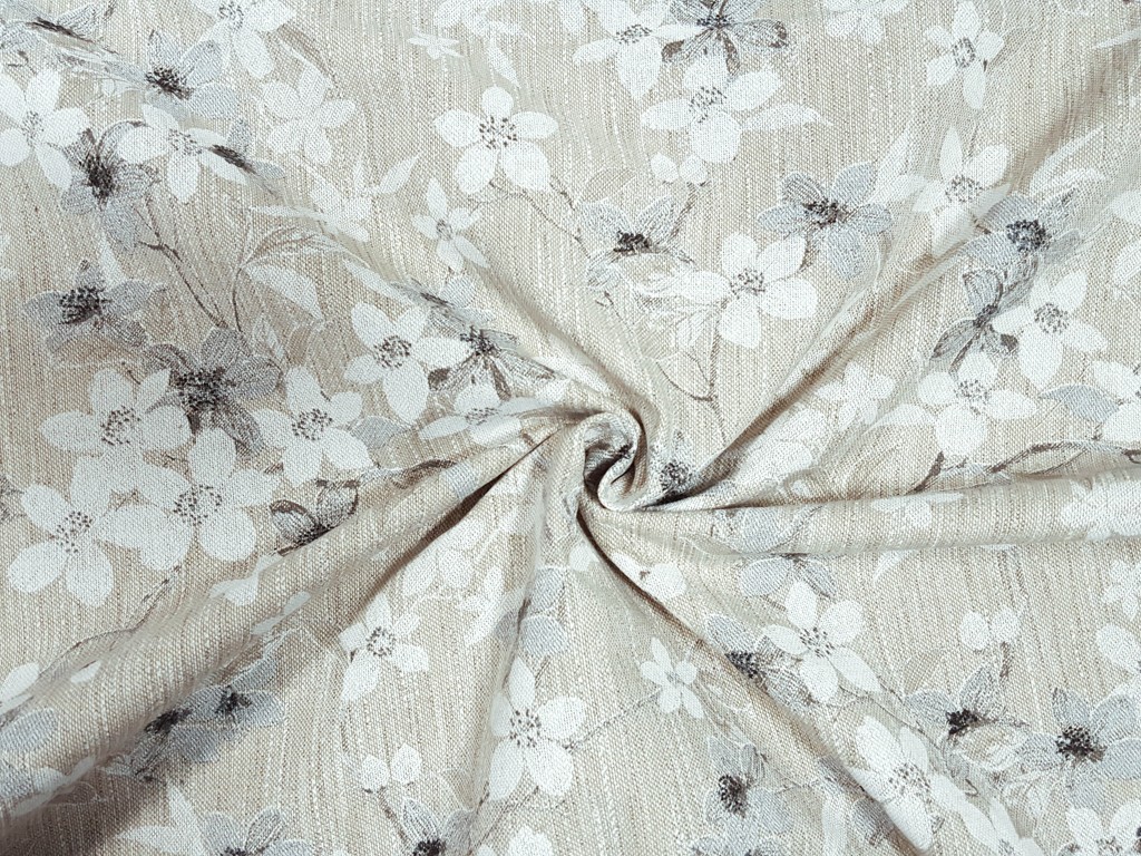 Textillux.sk - produkt Dekoračná látka biele ťahavé kvety 150 cm
