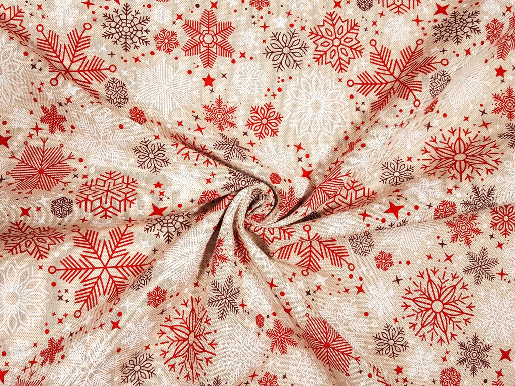 Textillux.sk - produkt Vianočná dekoračná látka mix vločiek 140 cm