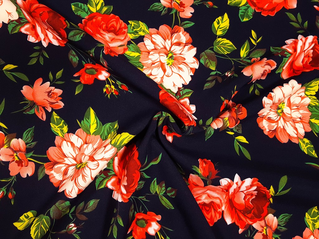Textillux.sk - produkt Polyesterová šatovka veľké červené kvety 150 cm