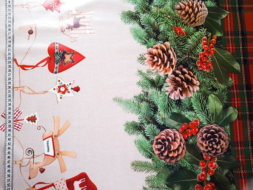 Textillux.sk - produkt PVC obrusy do interiéru a záhrady širka 140 cm - 505 Vianoce s káro bordúrou