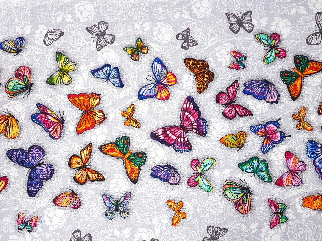 Textillux.sk - produkt Bavlnené vaflové piké pestré motýle 50 cm