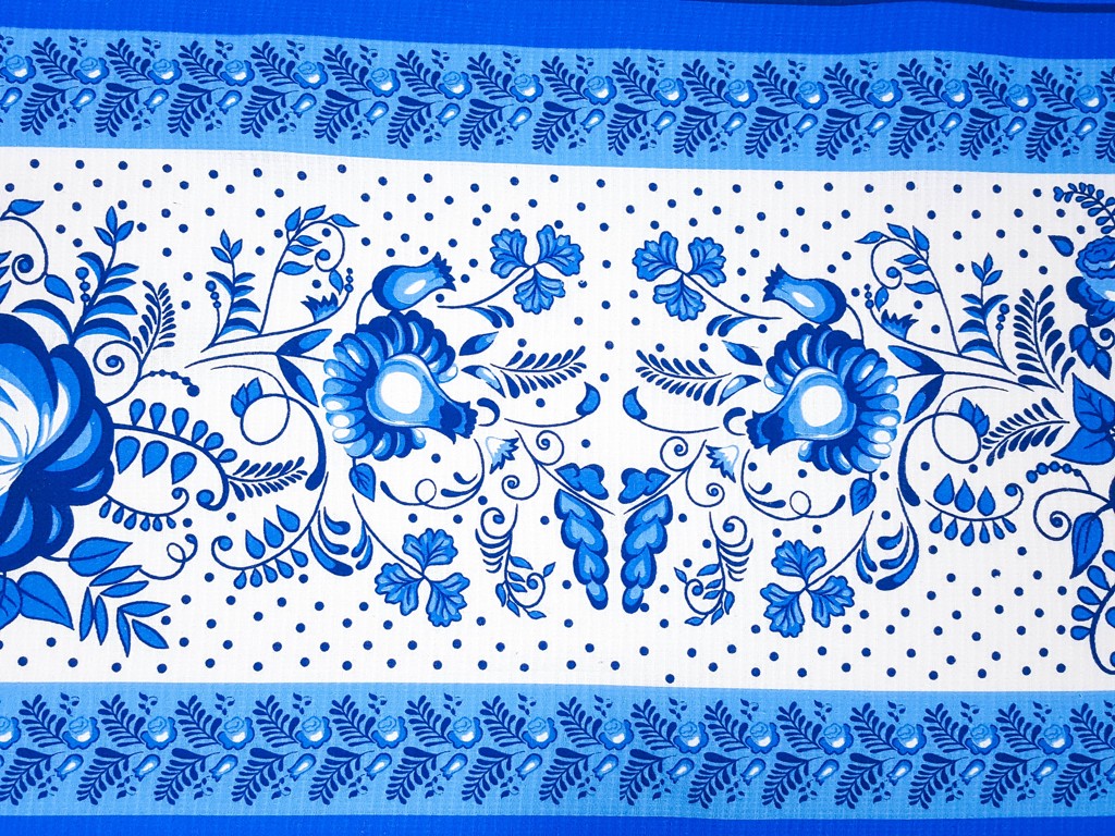 Textillux.sk - produkt Bavlnené vaflové piké modrý folklór 50 cm