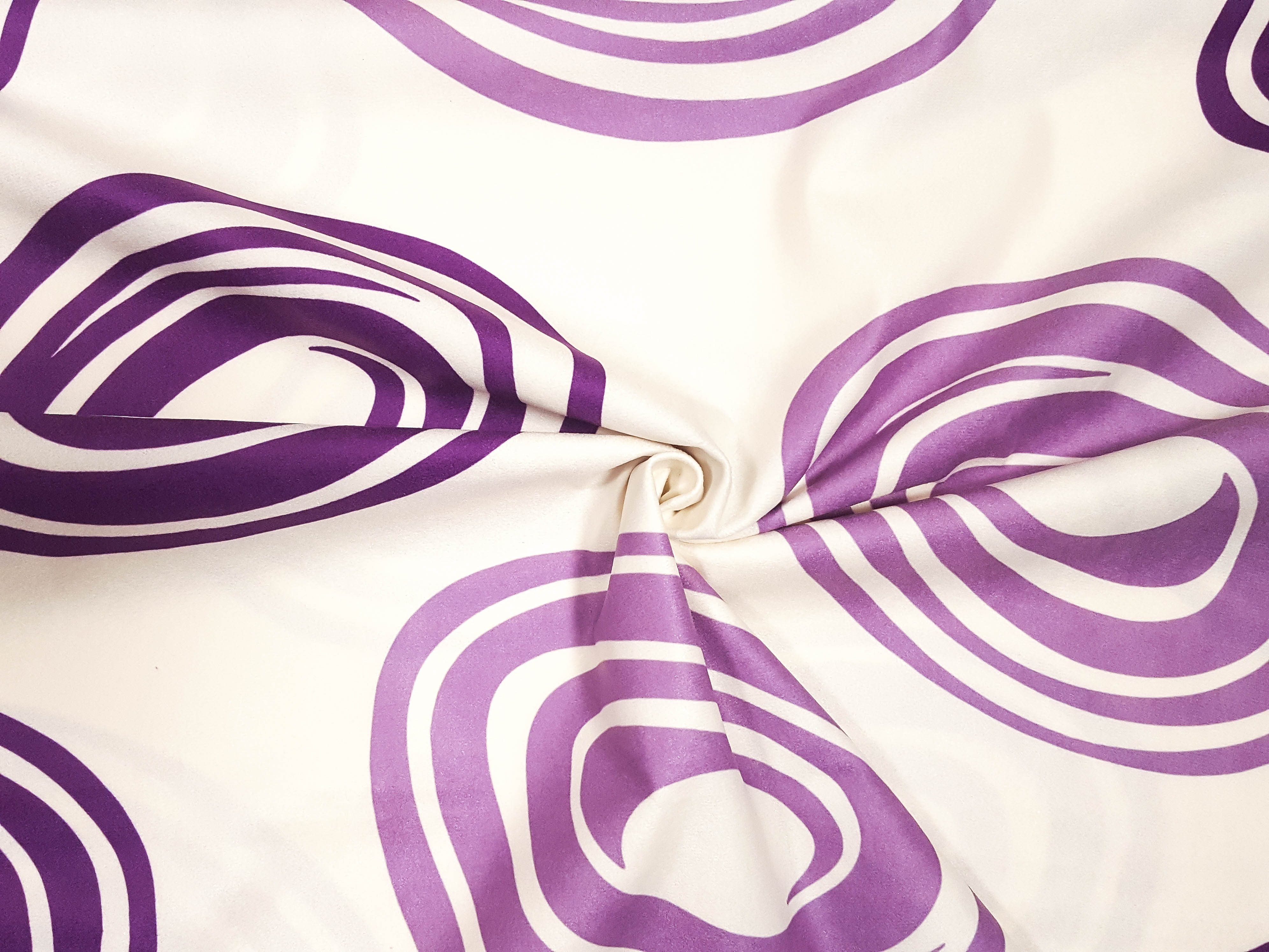 Textillux.sk - produkt Suedine poťahová látka fialové kruhy 150 cm