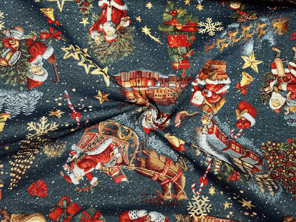 Textillux.sk - produkt Vianočná látka gobelín nočná krajinka 140 cm