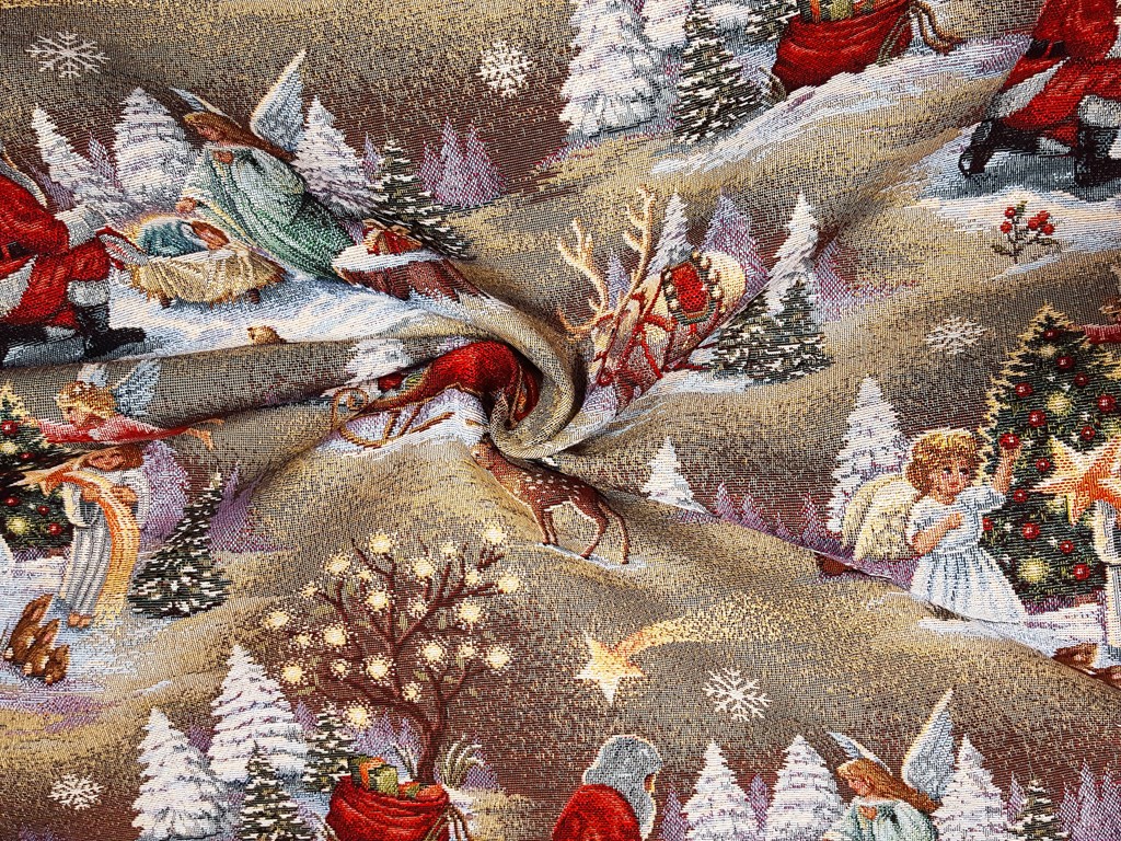 Textillux.sk - produkt Vianočná látka gobelín kúzlo Vianoc s kométou 140 cm