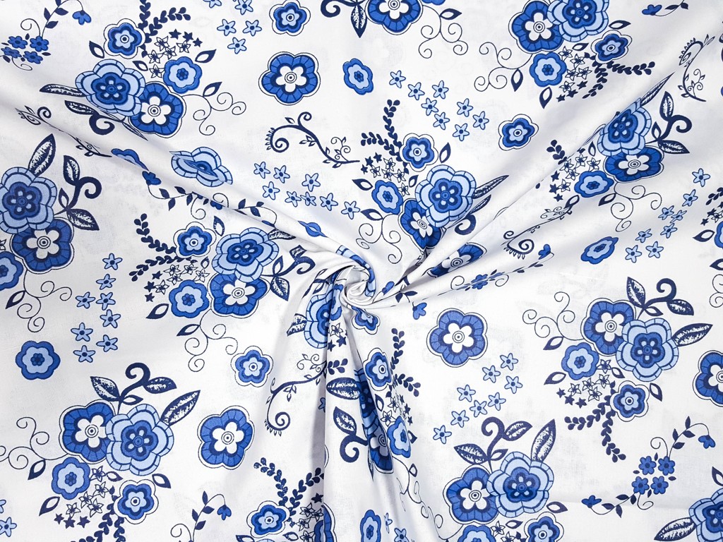 Textillux.sk - produkt Bavlnená folklórna látka modrý ľudový vzor 160 cm