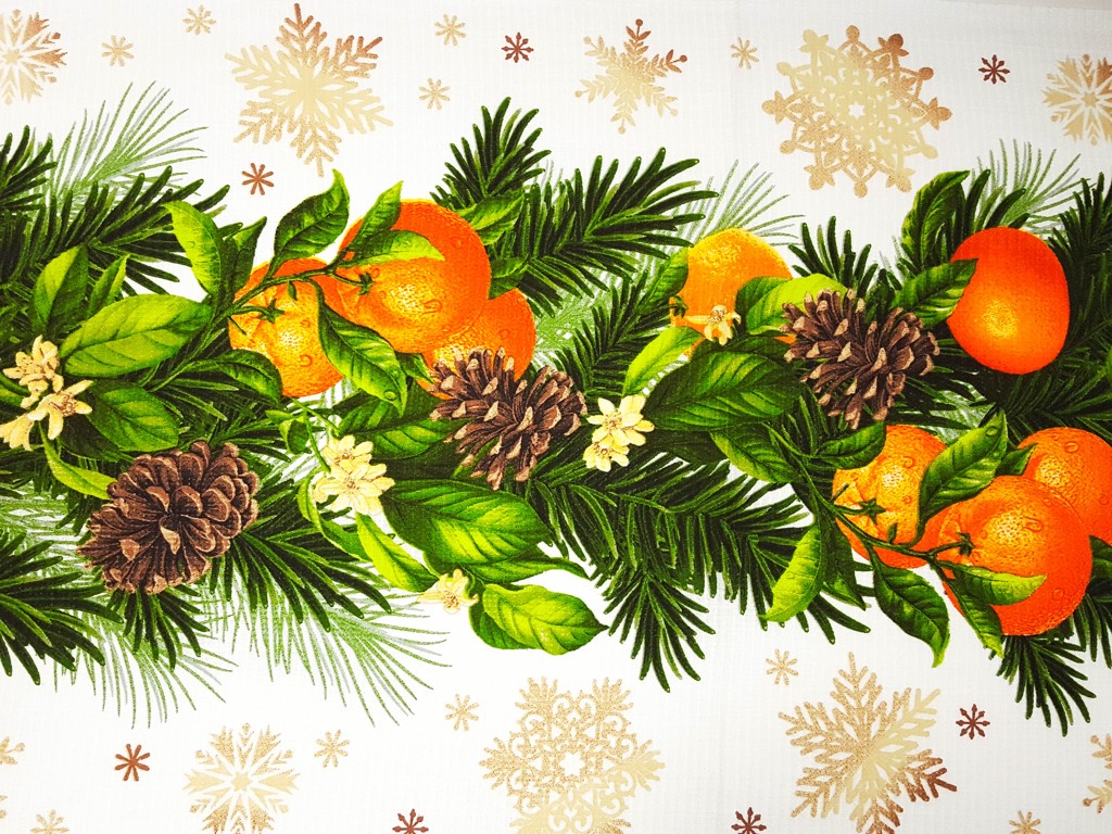 Bavlnené vaflové piké vianočné pomaranče 50 cm