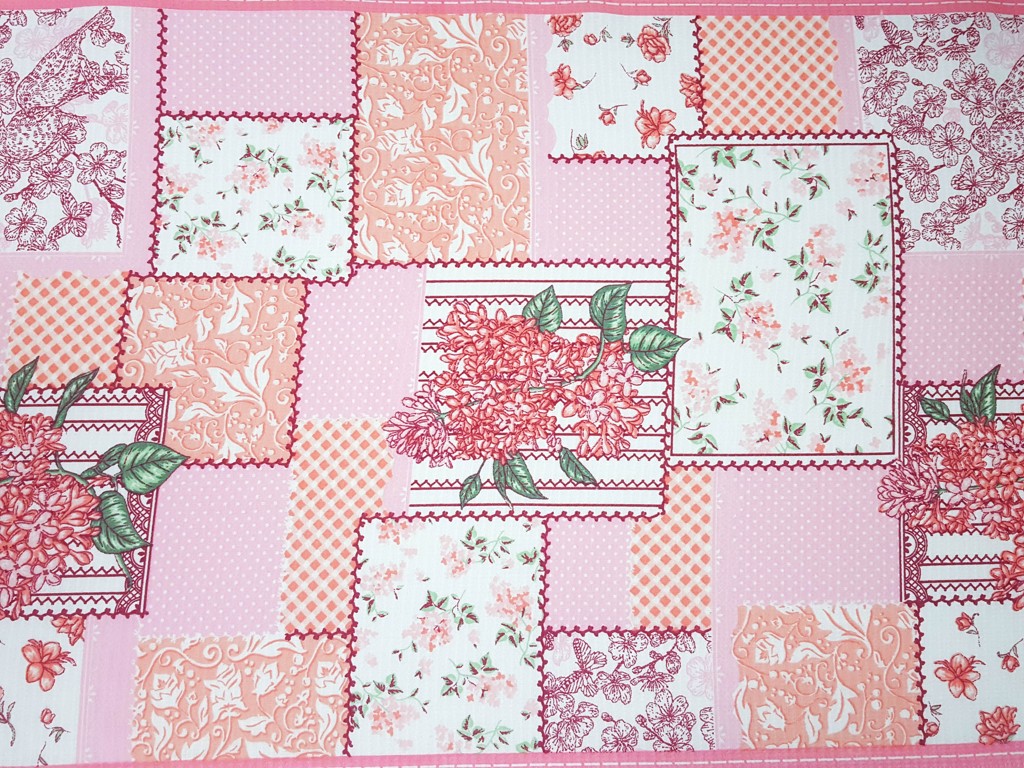 Textillux.sk - produkt Bavlnené vaflové piké patchwork 50 cm - 1- patchwork, ružová