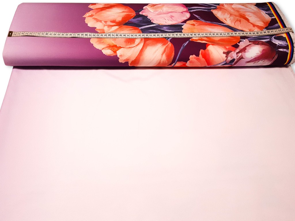 Textillux.sk - produkt Polyesterová šatovka maľovaný tulipán v bordúre 150 cm