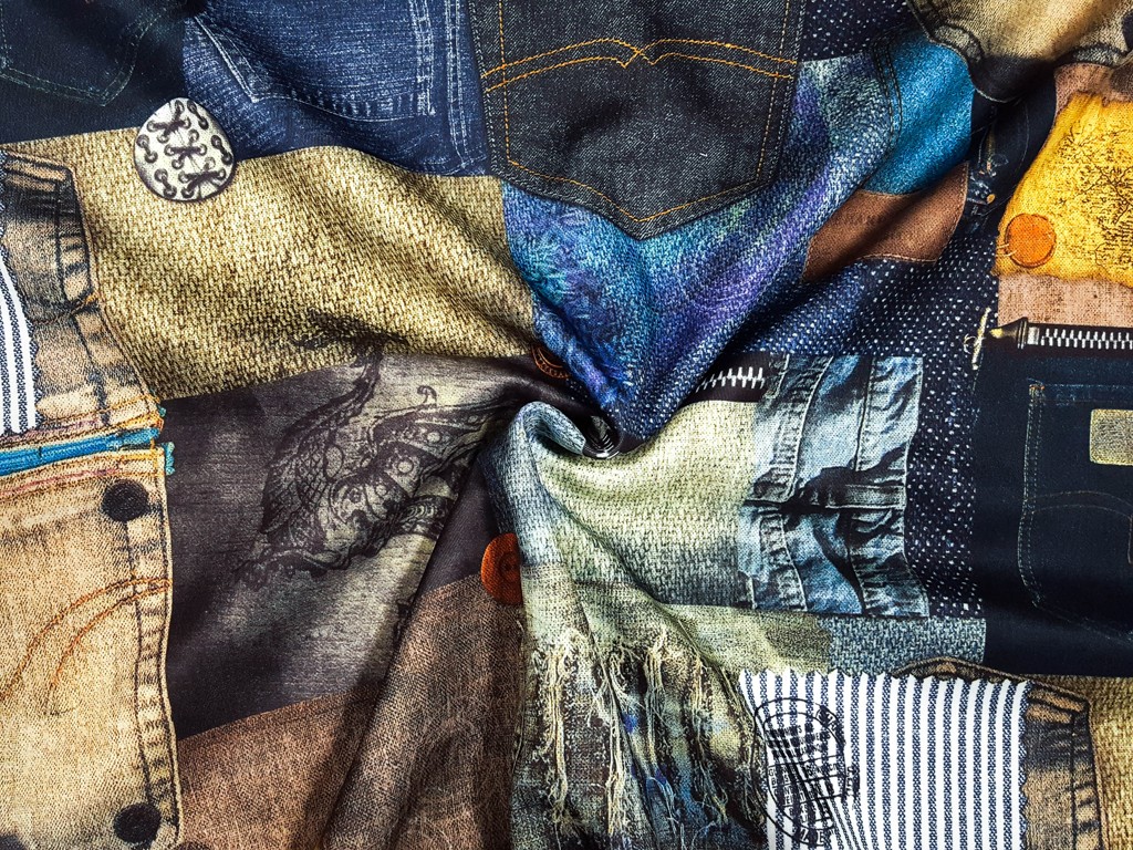 Polyesterový úplet Jeans 140 cm
