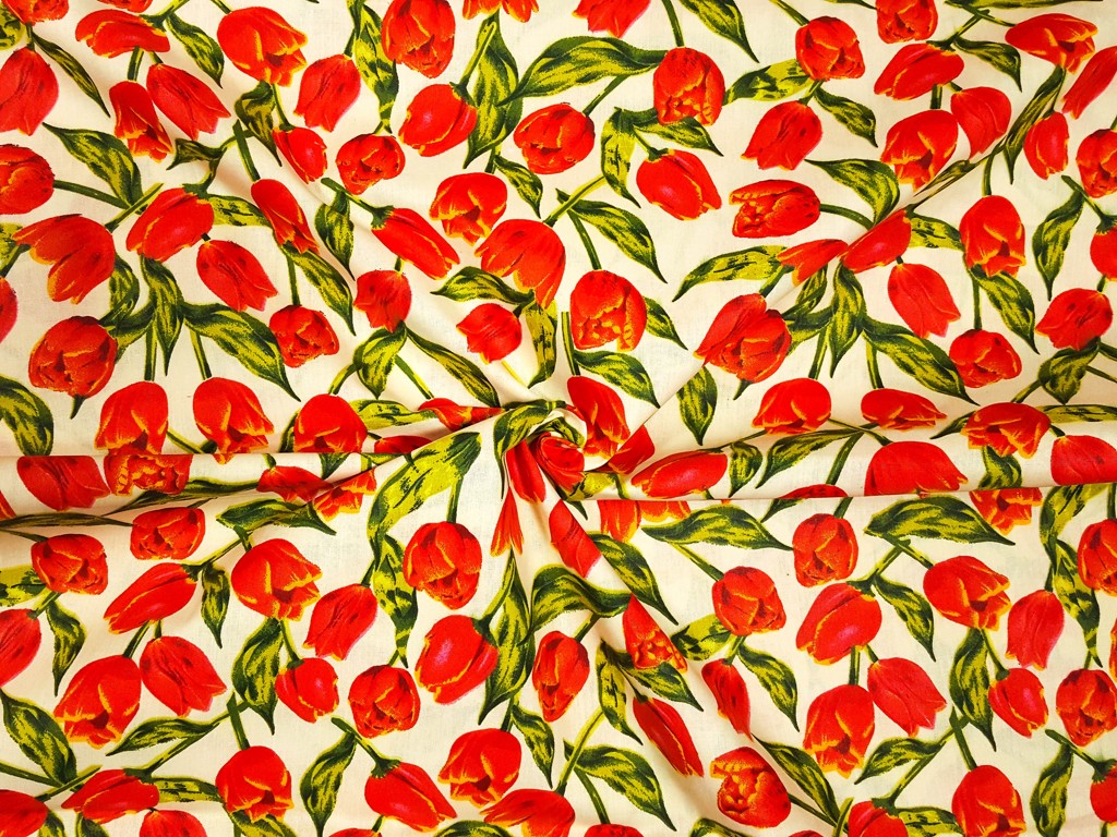 Bavlnená látka rozkvitnutý tulipán 140 cm