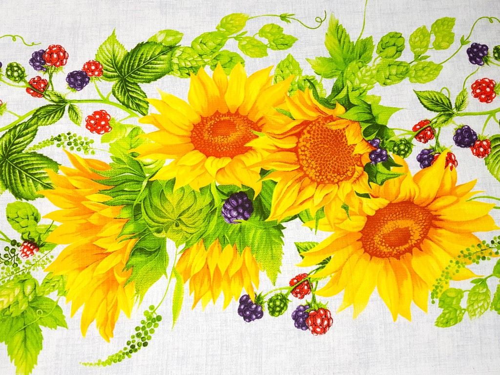 Bavlnené vaflové piké slnečnica a maliny 50 cm