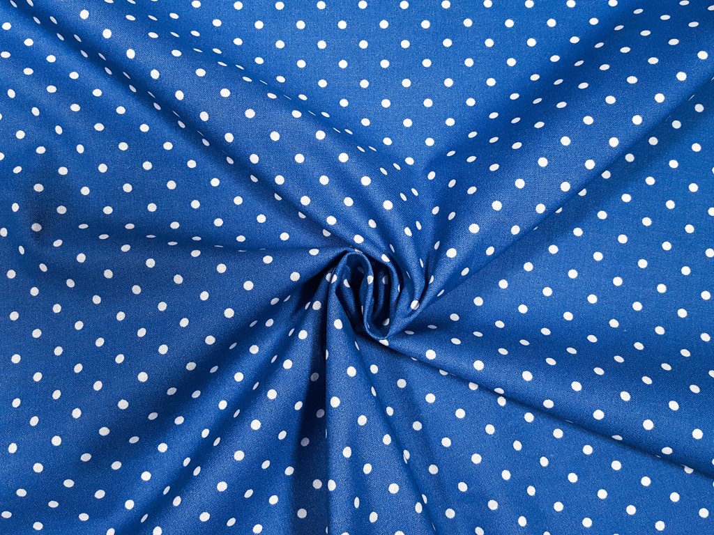 Bavlnená látka 4mm bodka na rifľovom podklade 140 cm