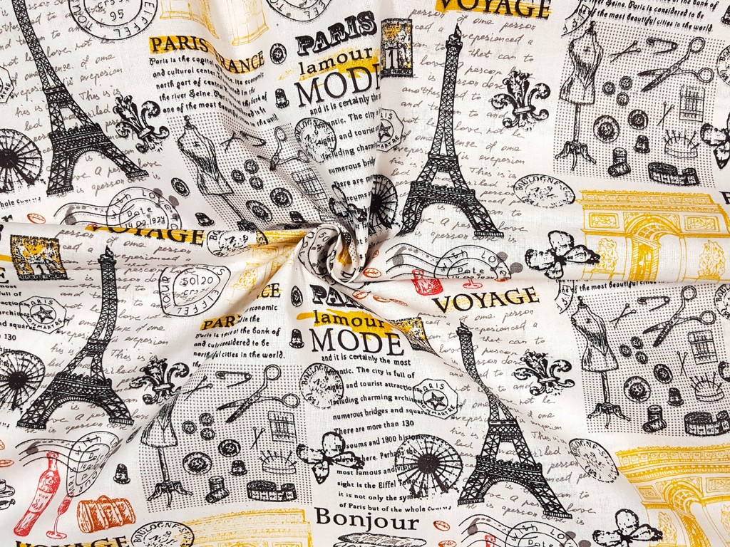 Bavlnená látka Bonjour Paris 145 cm