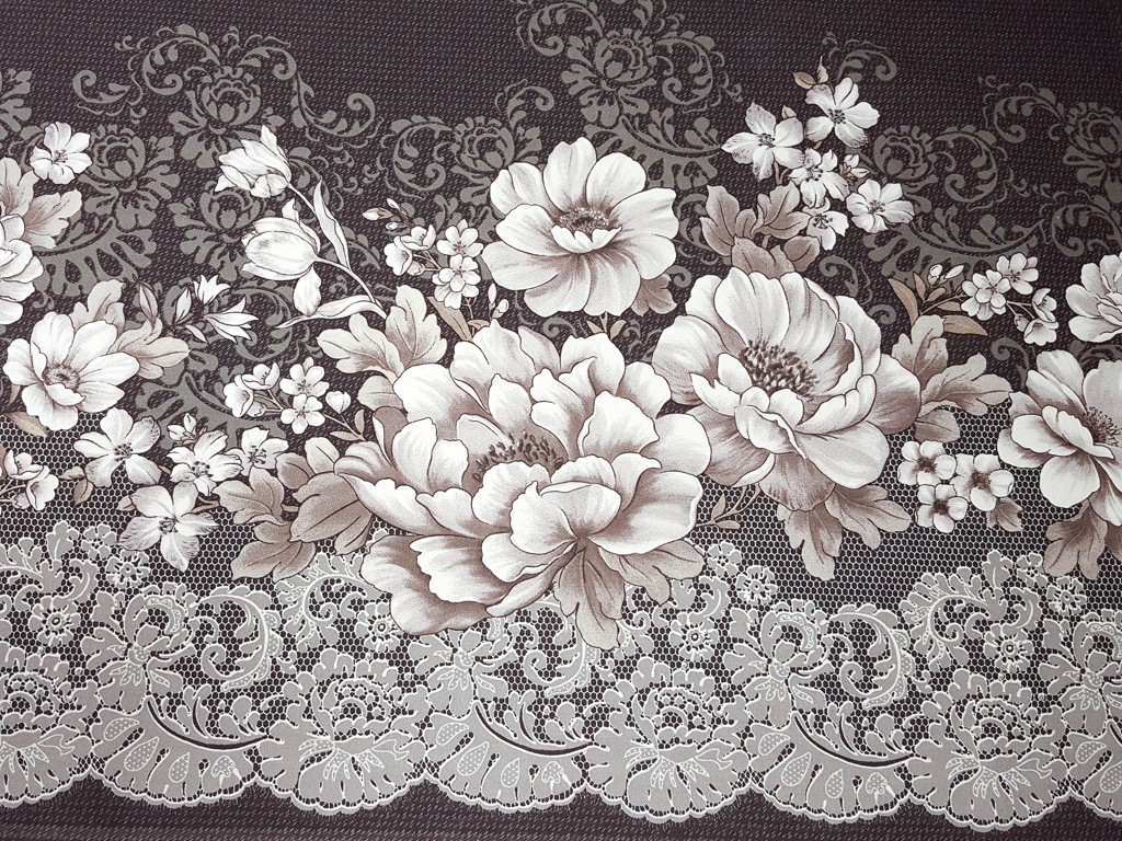 Bavlnená štóla biele kvety s čipkou 50cm