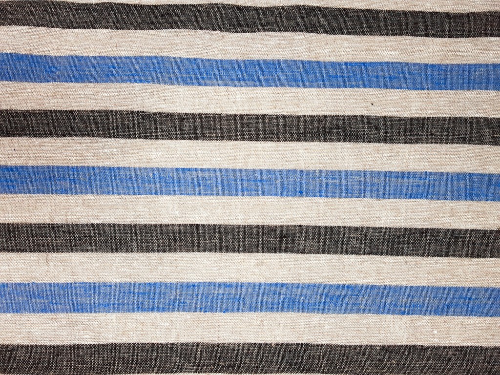 Ľanová štóla šedo-modré pásy 50 cm