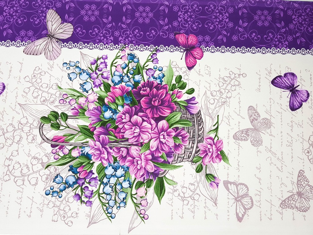 Bavlnená štóla veľká kytica s motýľmi 50cm