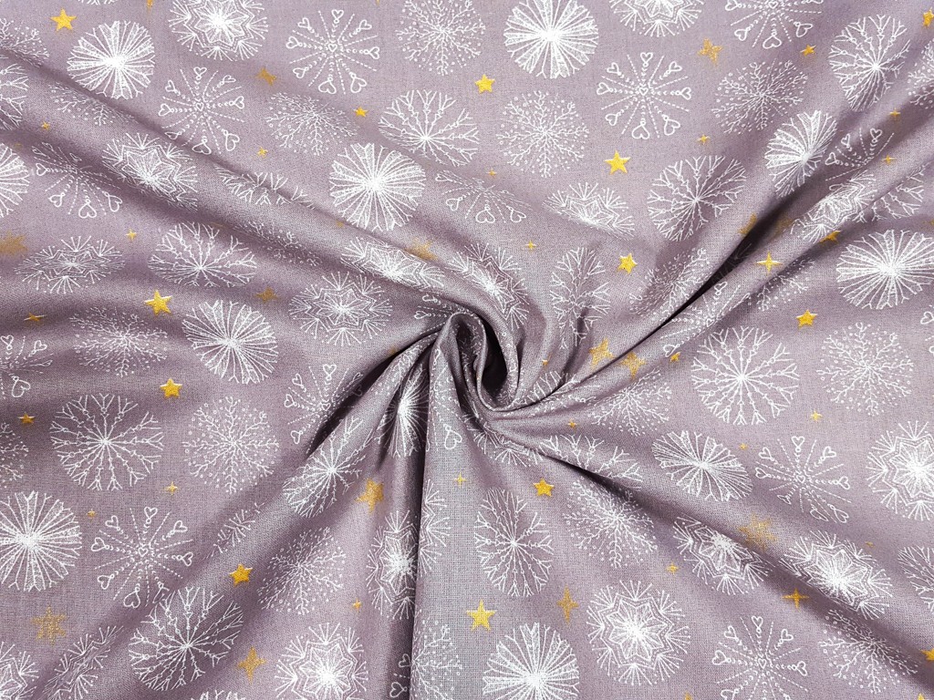 Vianočná bavlnená látka okrúhla vločka 150 cm