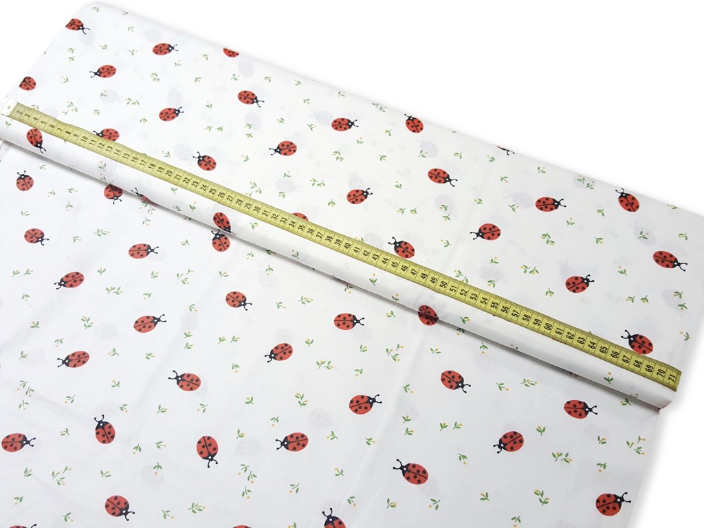 Bavlnená látka lienky s kvietkom šírka 140 cm