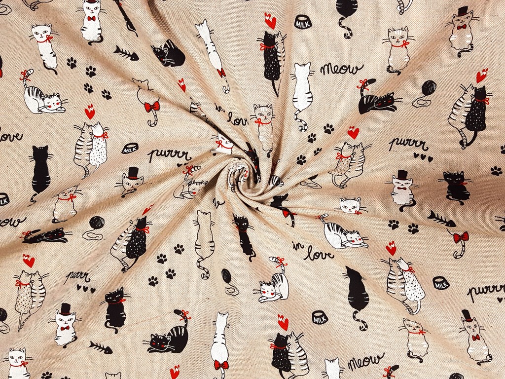Dekoračná látka mačičky Purr 140 cm