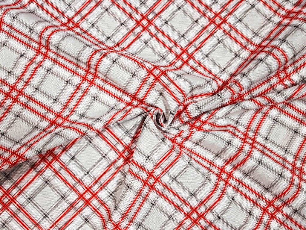 Dekoračná látka červený kosoštvorec 140 cm