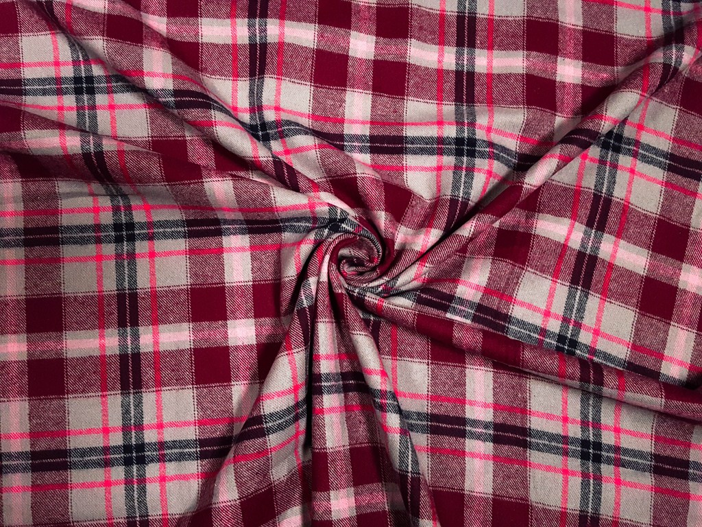 Flanel šedo - ružové káro 140 cm
