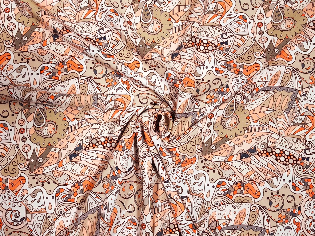 Polyesterová šatovka béžový ornament 145 cm